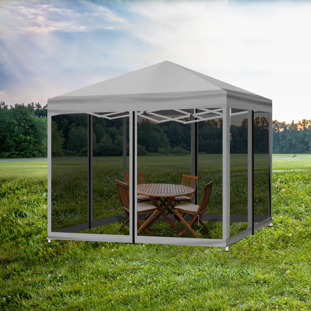 Mountview Gazebo 3x3m Pop Up Marquee Grey-1942352879176257543