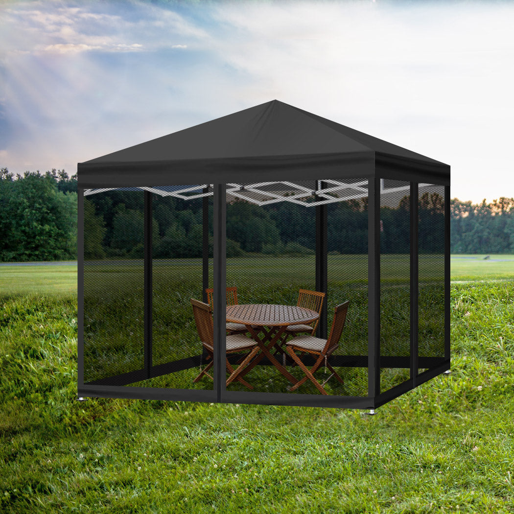 Mountview Gazebo Pop Up Marquee Outdoor Black-1942352878991708167