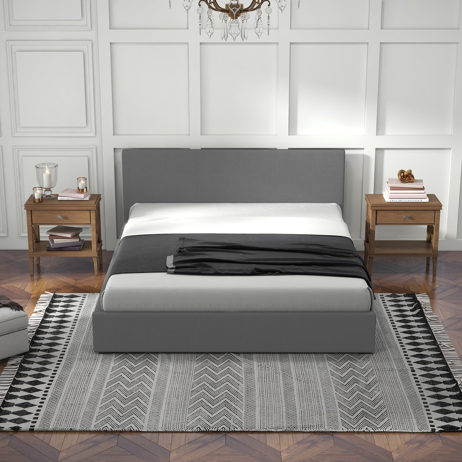 Milano Sienna Luxury Bed with Headboard (Model 2) - Grey No.28 - Double-1927503917265063939