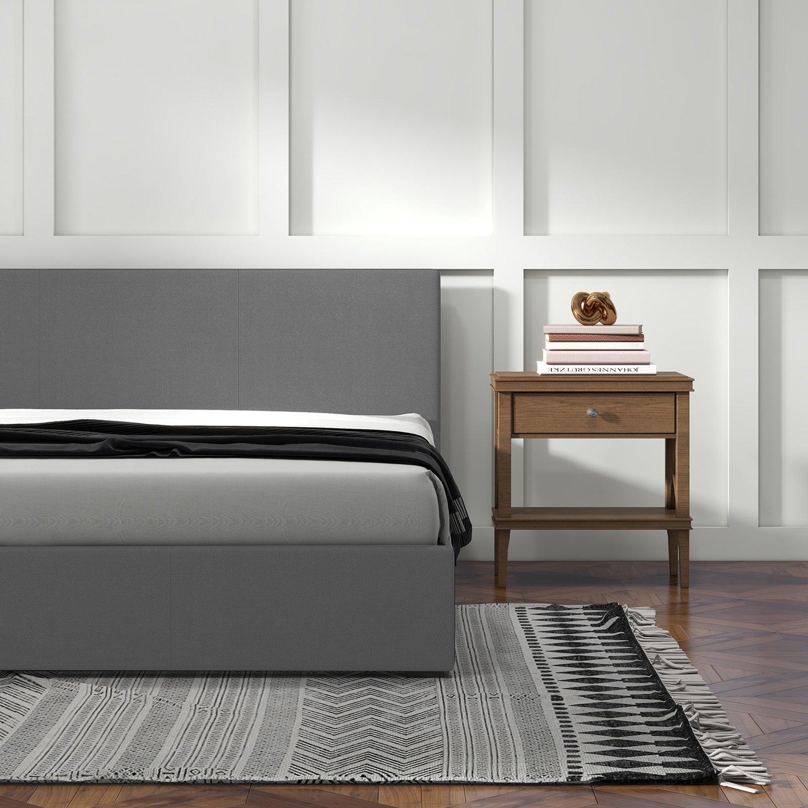 Milano Sienna Luxury Bed with Headboard (Model 2) - Grey No.28 - Double-1927503917265063941