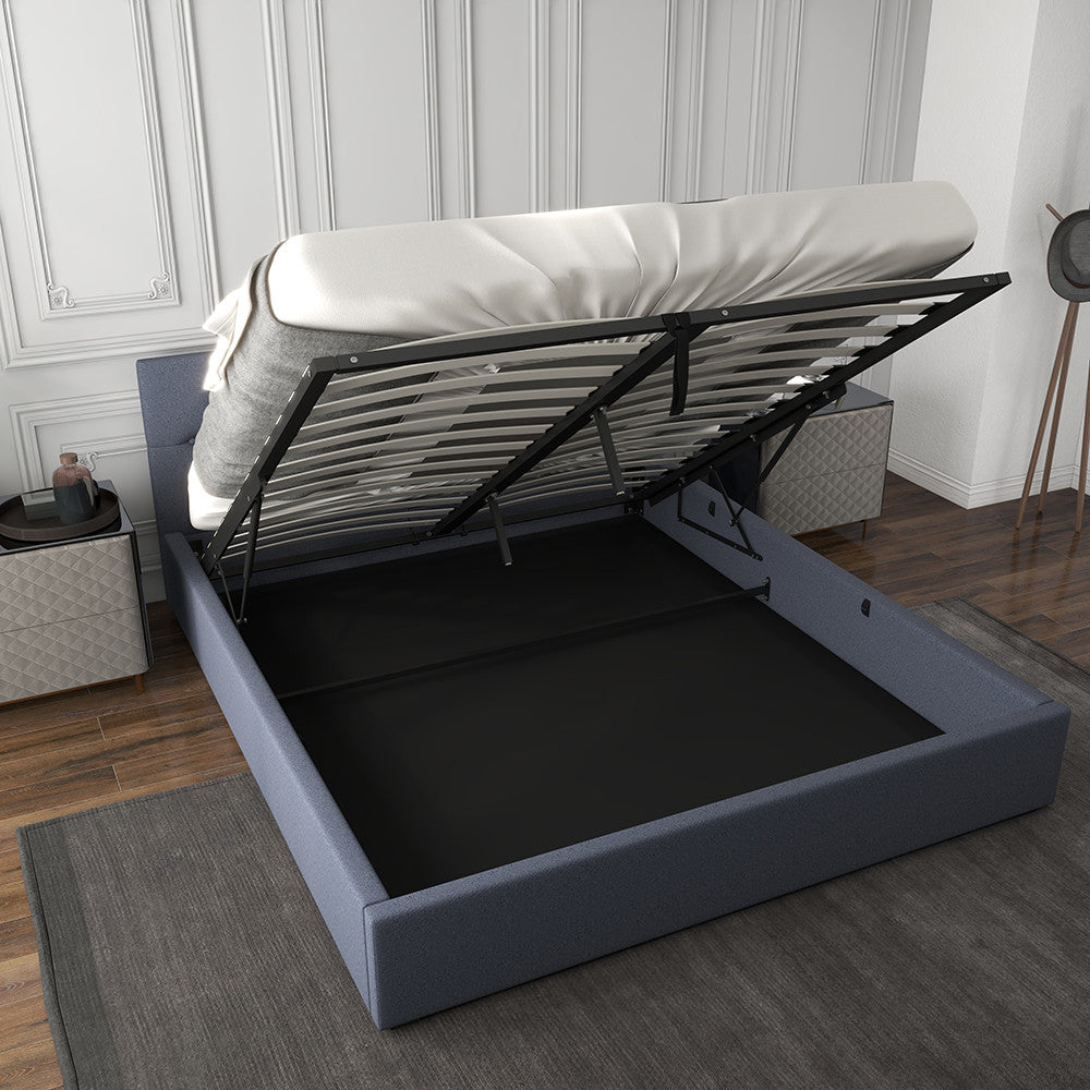 Milano Capri Luxury Gas Lift Bed With Headboard (Model 3) - Charcoal No.35 - King Single-1940198435802189827