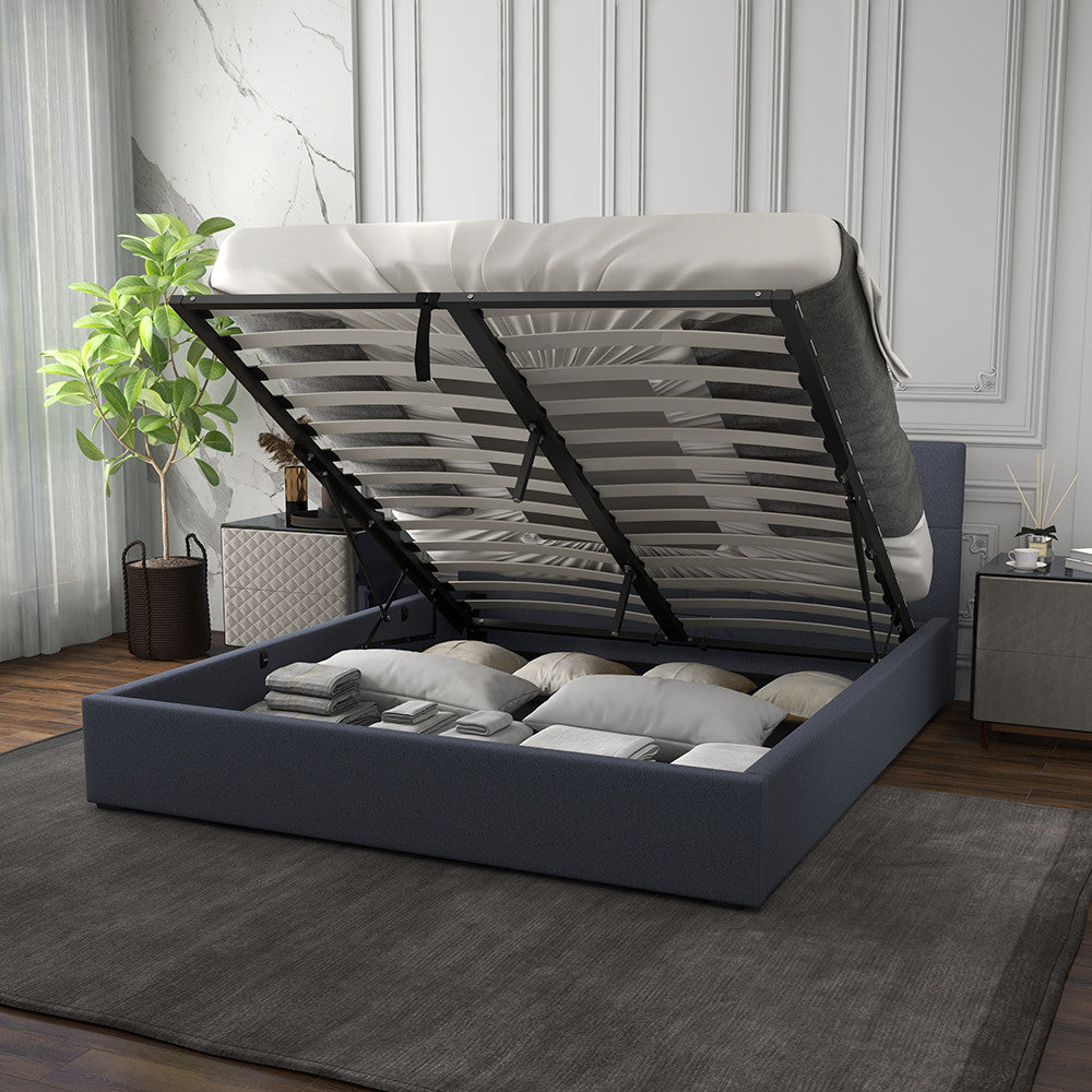 Milano Capri Luxury Gas Lift Bed With Headboard (Model 3) - Charcoal No.35 - King Single-1940198435802189828