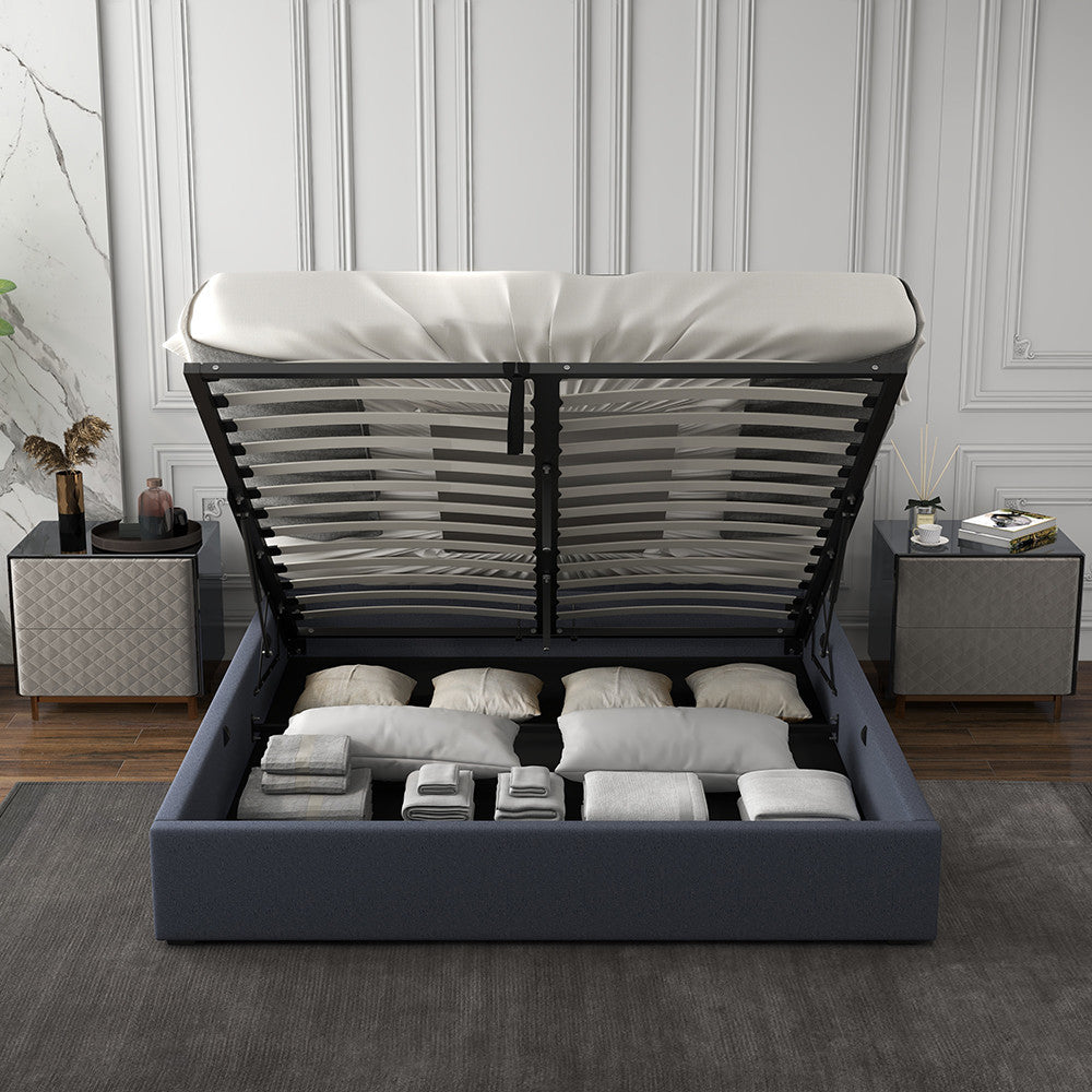 Milano Capri Luxury Gas Lift Bed With Headboard (Model 3) - Charcoal No.35 - King Single-1940198435802189830
