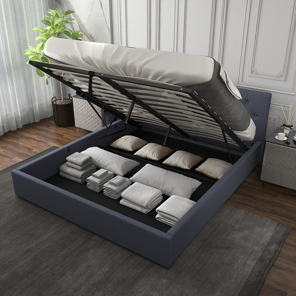 Milano Capri Luxury Gas Lift Bed With Headboard (Model 3) - Charcoal No.35 - King Single-1940198435802189831