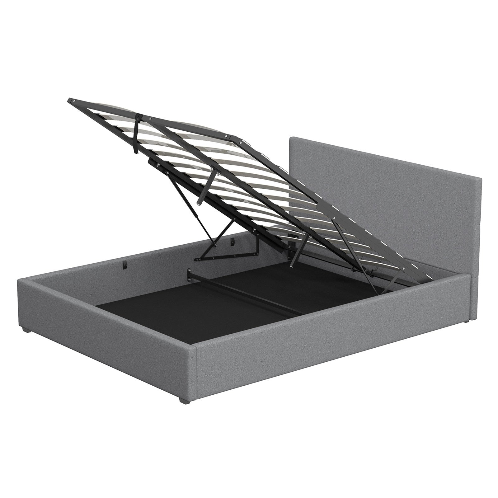 Milano Luxury Gas Lift Bed with Headboard (Model 1) - Grey No.28 - Single-1940198430639001600