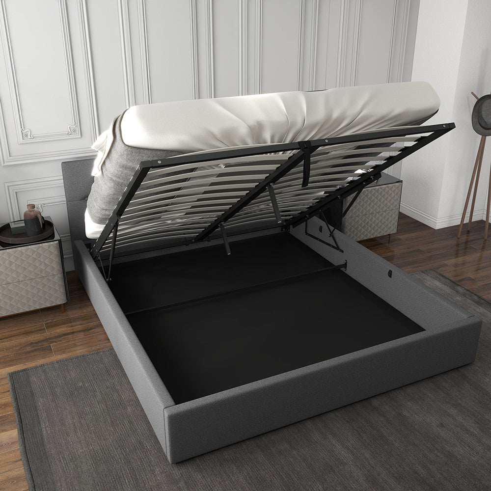 Milano Capri Luxury Gas Lift Bed With Headboard (Model 3) - Grey No.28 - King Single-1940198438557847555