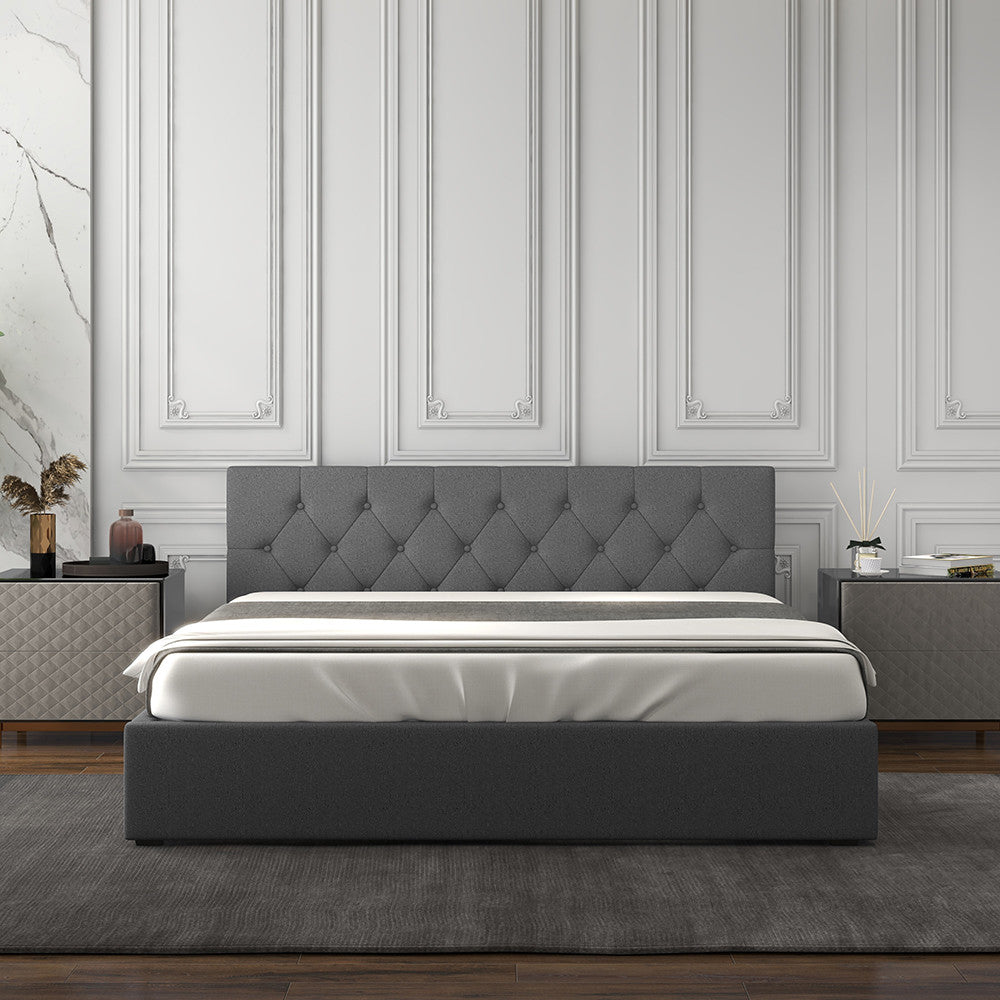 Milano Capri Luxury Gas Lift Bed With Headboard (Model 3) - Grey No.28 - King Single-1940198438557847557