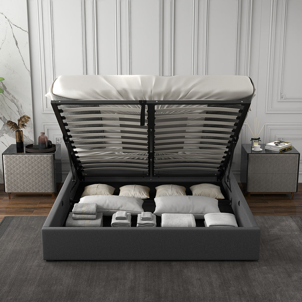 Milano Capri Luxury Gas Lift Bed With Headboard (Model 3) - Grey No.28 - King Single-1940198438557847558