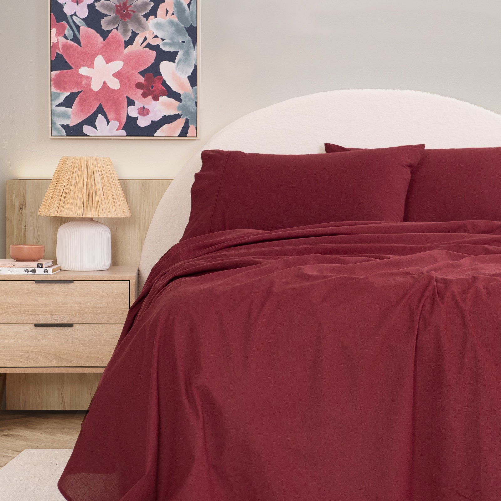 Royal Comfort Vintage Washed 100% Cotton Sheet Set Queen- Mulled Wine-1927503912982679553