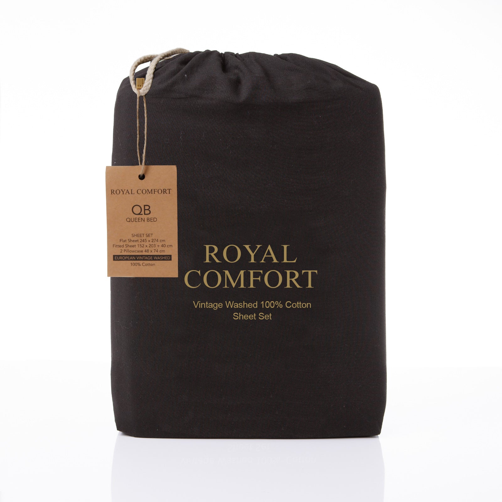 Royal Comfort Vintage Washed 100% Cotton Sheet Set King - Charcoal-1927503913431470087