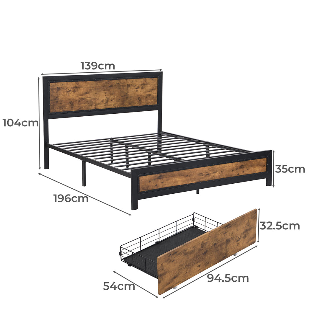 Levede Metal Bed Frame Double Mattress-1910113213660401666