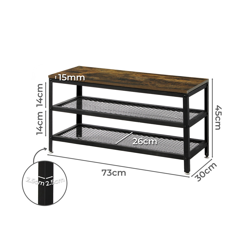 Levede 3-Tier Shoe Rack Bench Storage Cabinet 73cm-1942353136249344002
