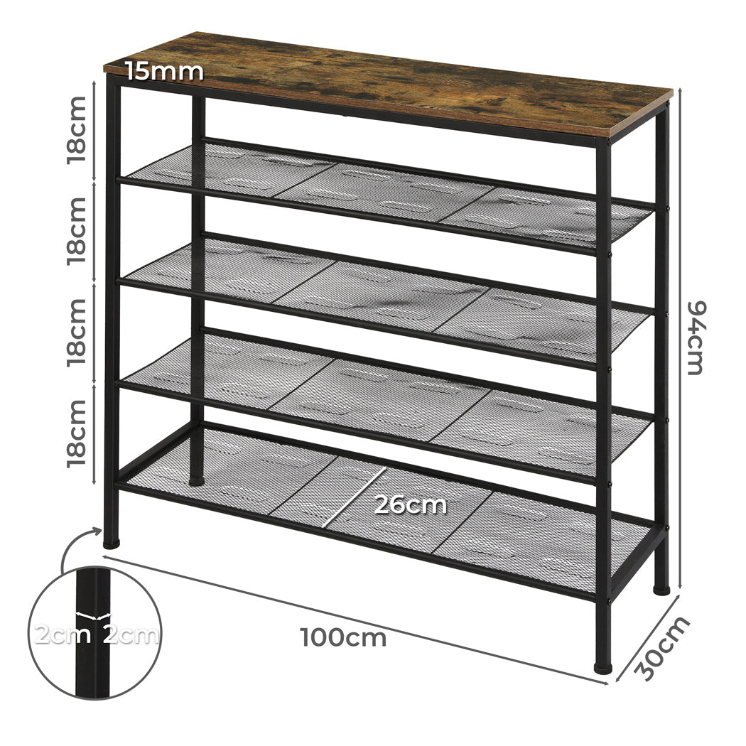 Levede 5-Tier Shoe Rack Storage Cabinet 100cm Wide-1942353136425504770
