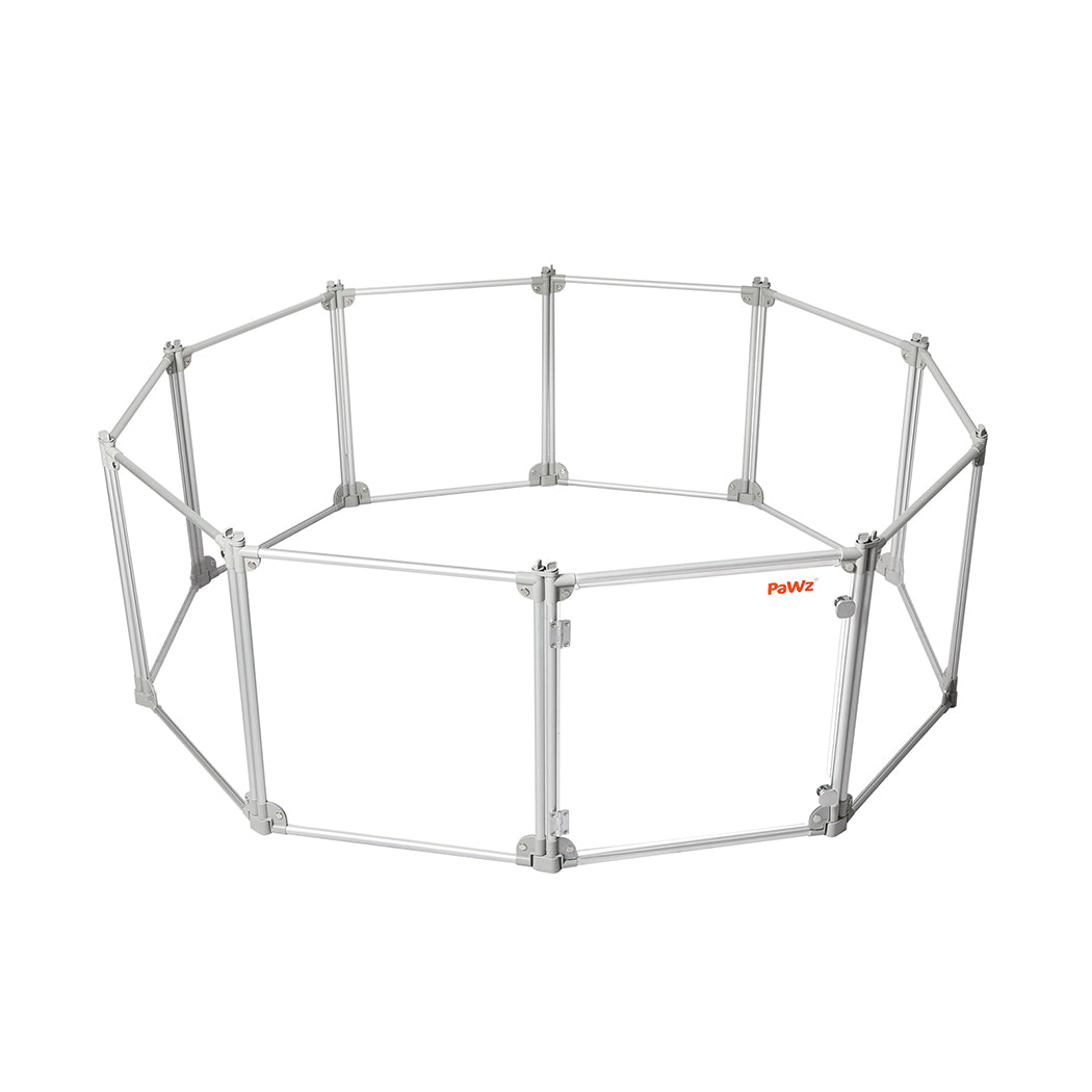 Pawz Pet Playpen Transparent Acrylic Clear Folding Dog Fence Kennel 10 Panel-1942353802841690112