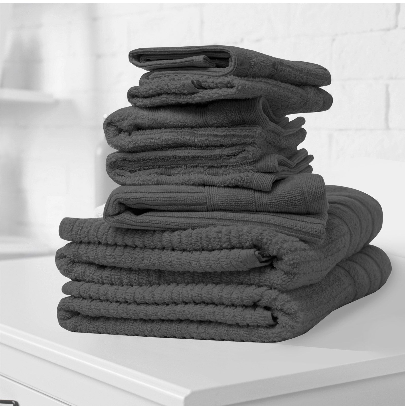 Royal Comfort Eden Egyptian Cotton 600 GSM 8 Piece Towel Pack Granite-1927503914698149889