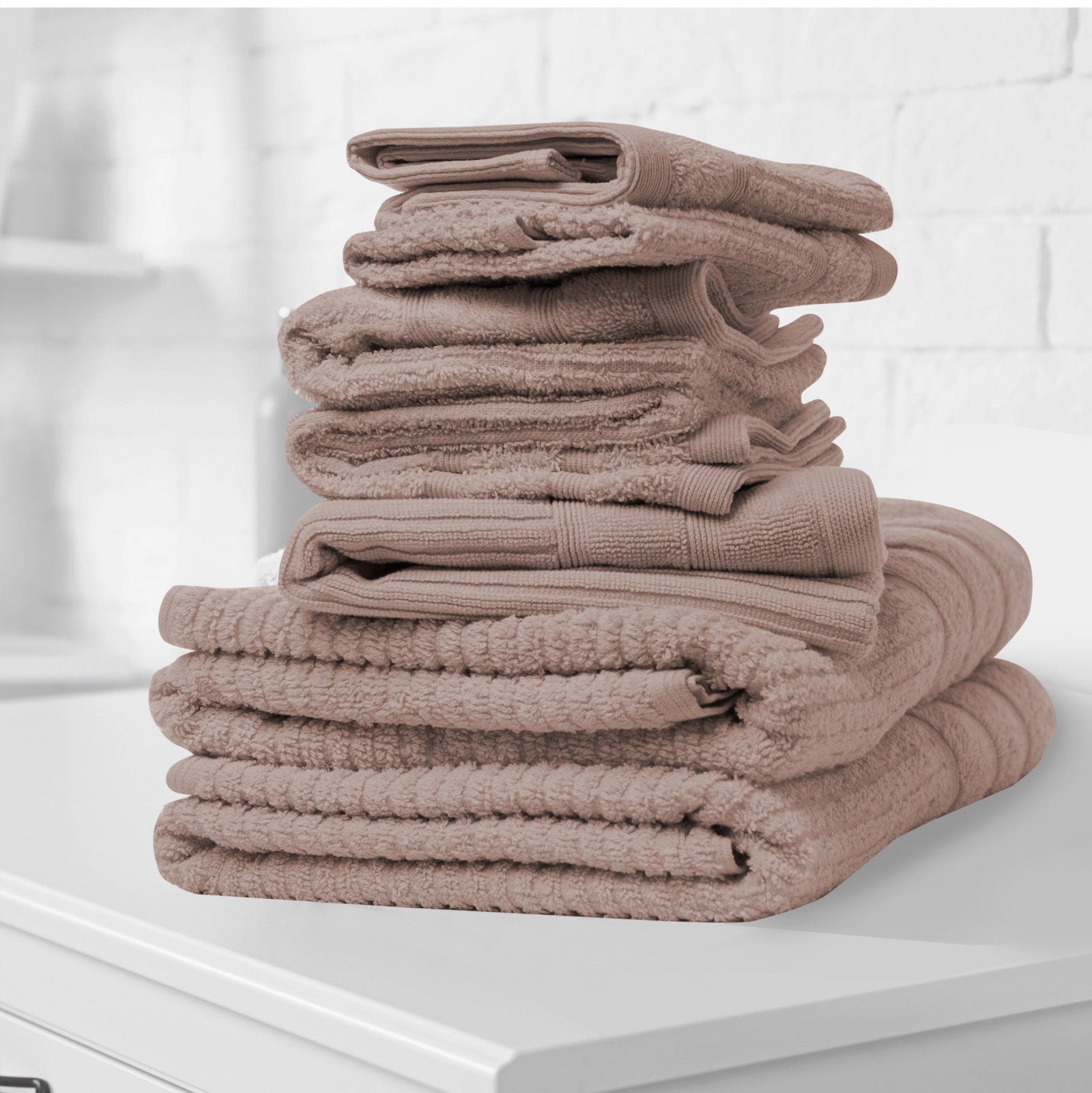 Royal Comfort Eden Egyptian Cotton 600 GSM 8 Piece Towel Pack Champagne Rose-1935488861178302465