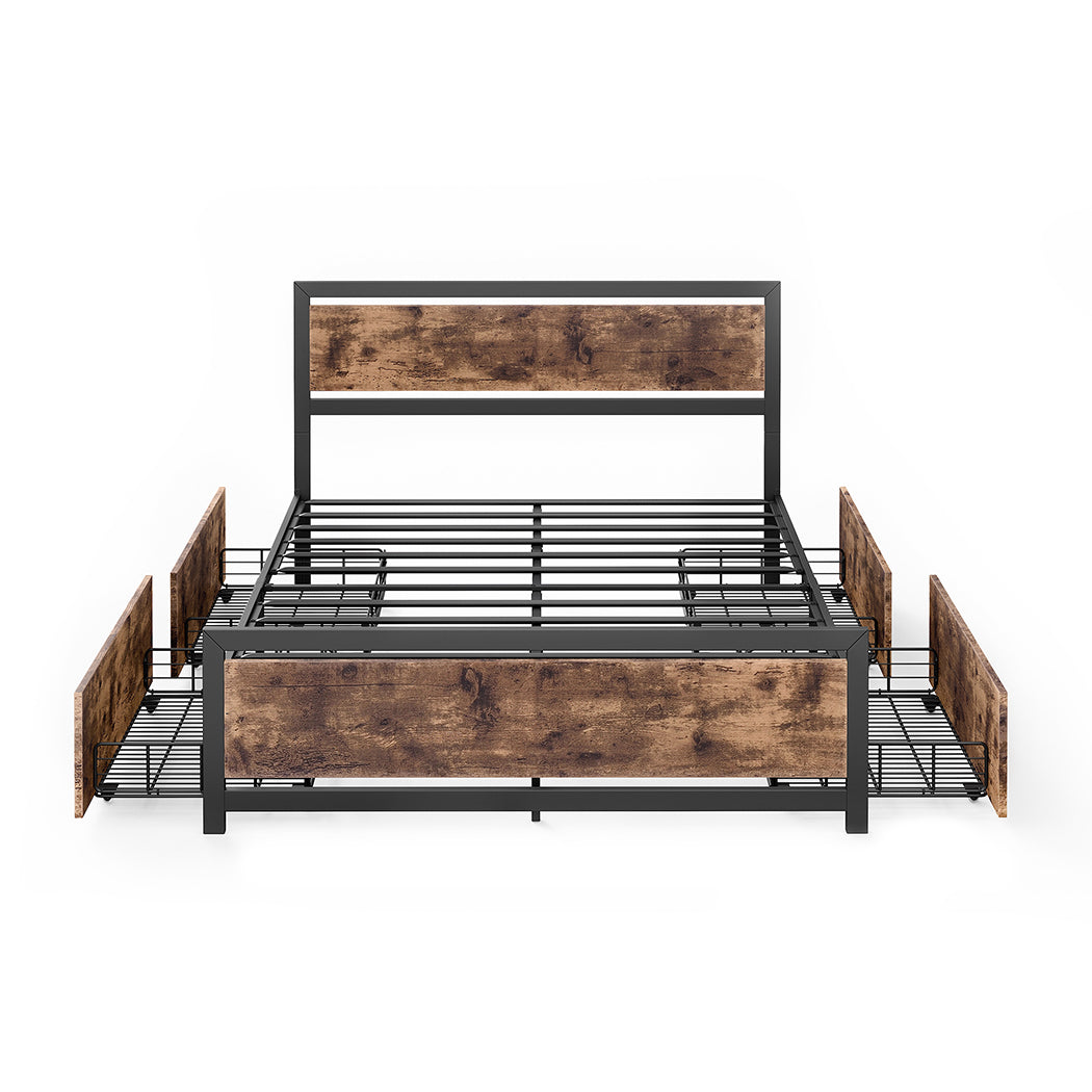 Levede Industrial Bed Frame Double Mattress-1910113214016917505