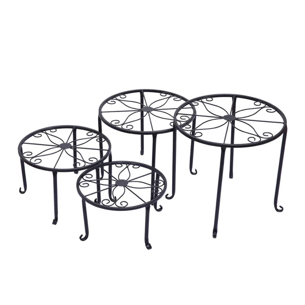4 x Levede Metal Plant Stand Outdoor Black-1942353738408792065