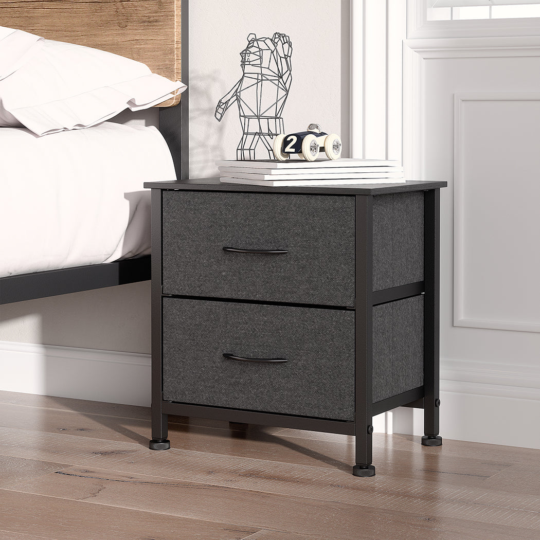 Levede Storage Cabinet Chest of 2 Drawers Dark Grey-1910113286993612807