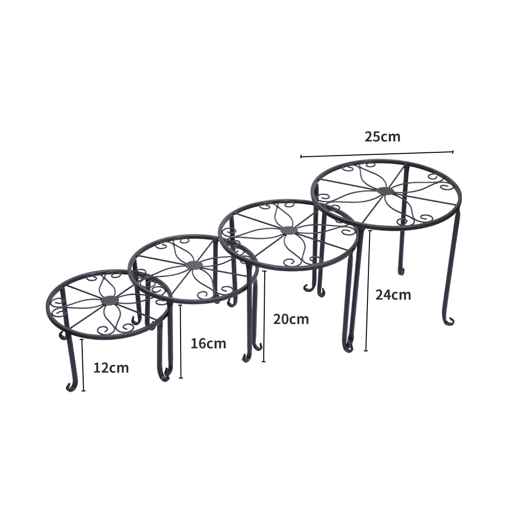 4 x Levede Metal Plant Stand Outdoor Black-1942353738408792066
