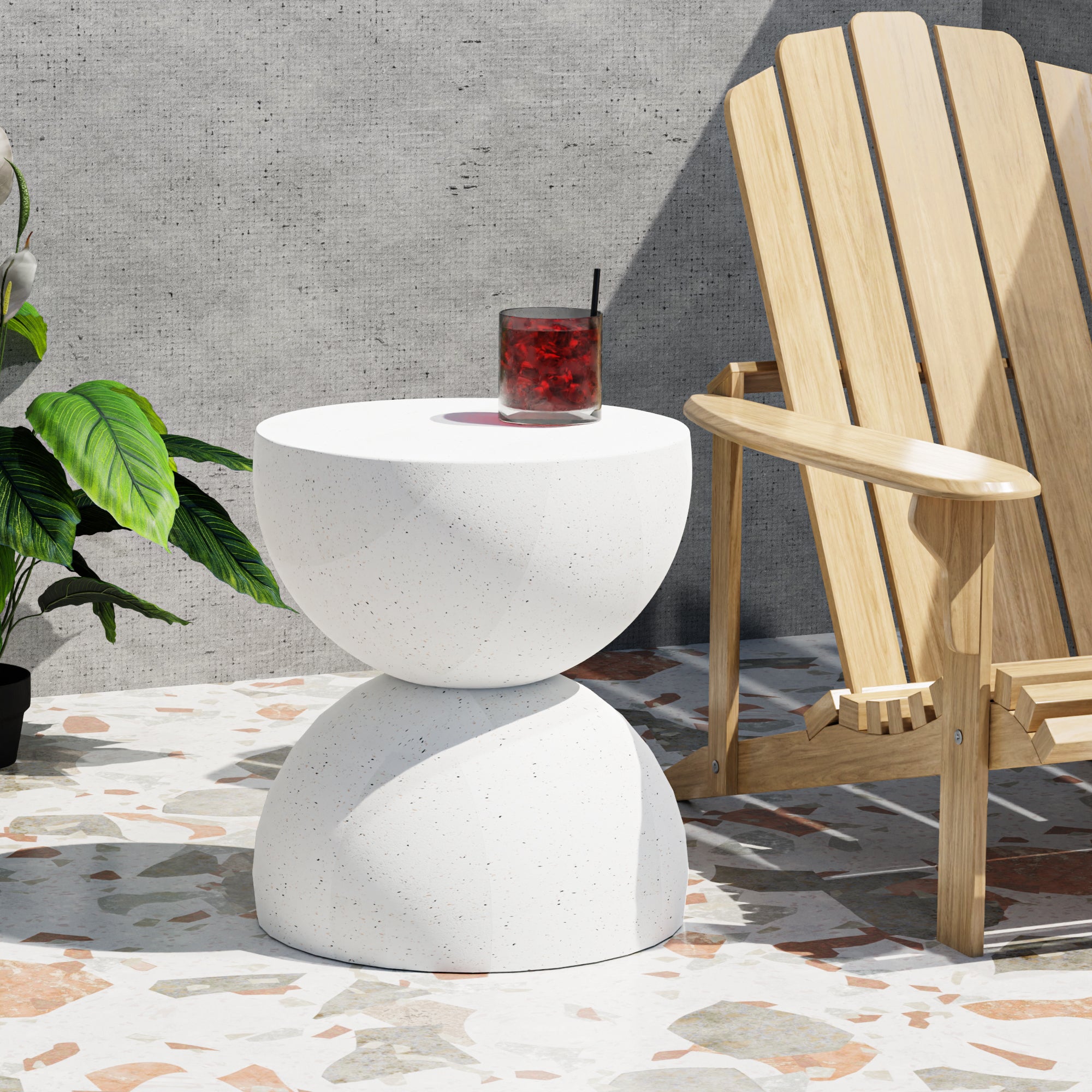 Levede Side Table Terrazzo Coffee Tables Beige-1910113292588814343