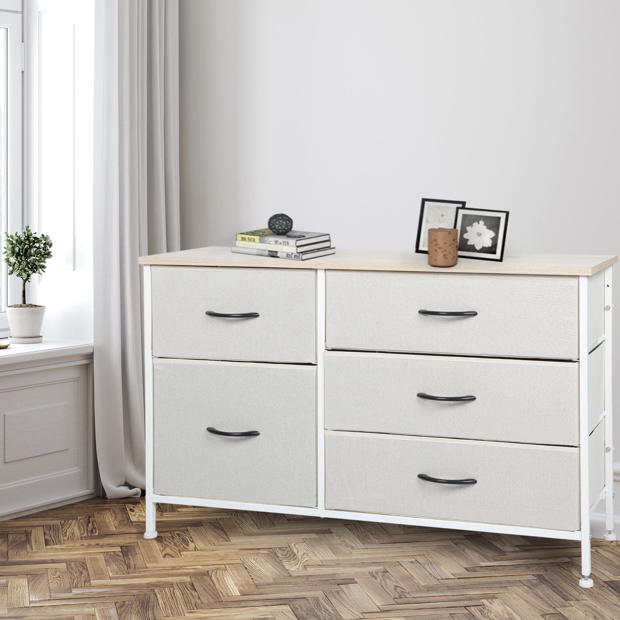 Levede Storage Cabinet Tower Chest of Beige-1917016728395714566