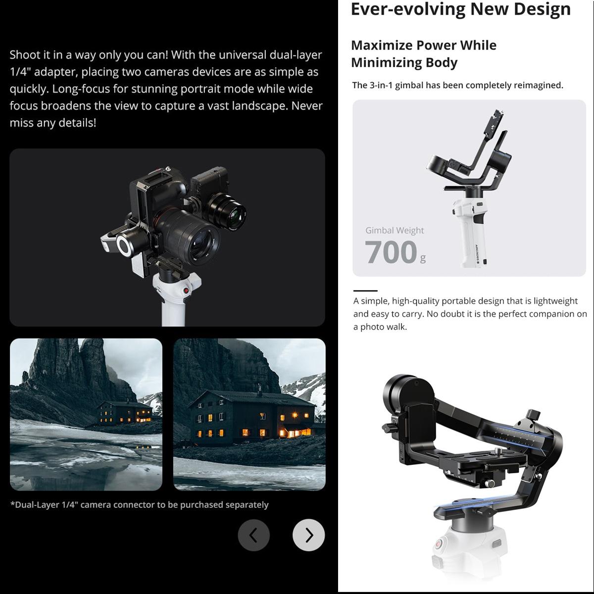 Aircross S 3 Axis Foldable Handheld Gimbal Stabilizer For Dslr Cameras And Smart Phone White-1922443415920971783