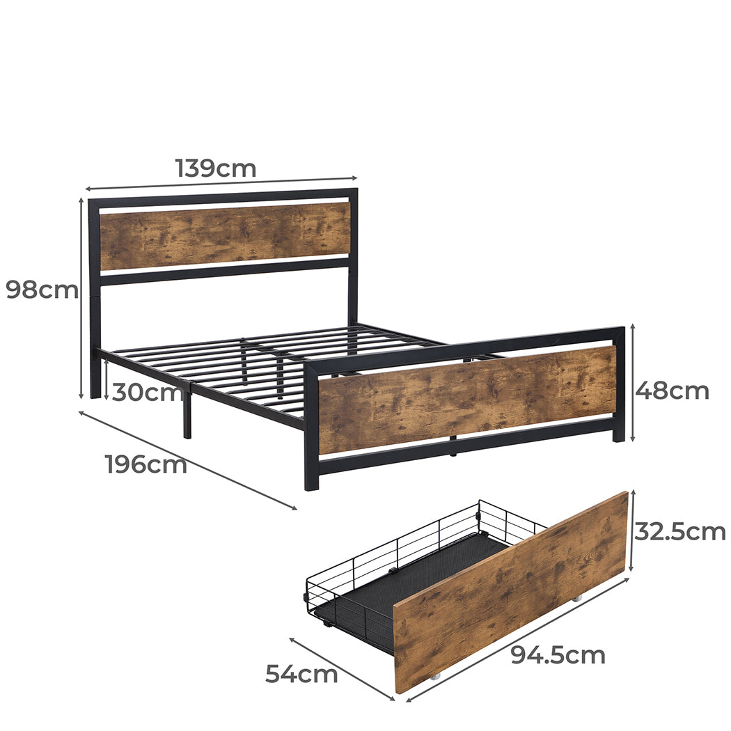 Levede Industrial Bed Frame Double Mattress-1910113214016917506