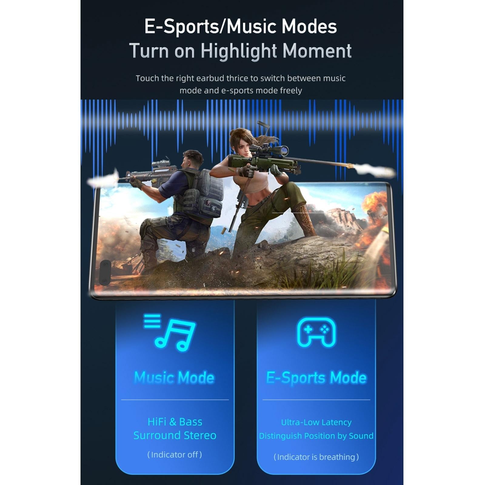 Wireless Gaming Earphones - T23 Tws - Black-1915196823417524226