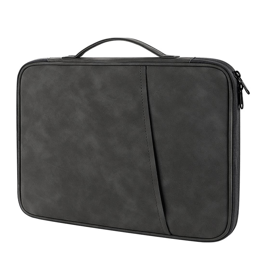 Grey Sheepskin Leather Bag For 9.7-11 Inch Laptops - Portable And Stylish-1915196811203710982