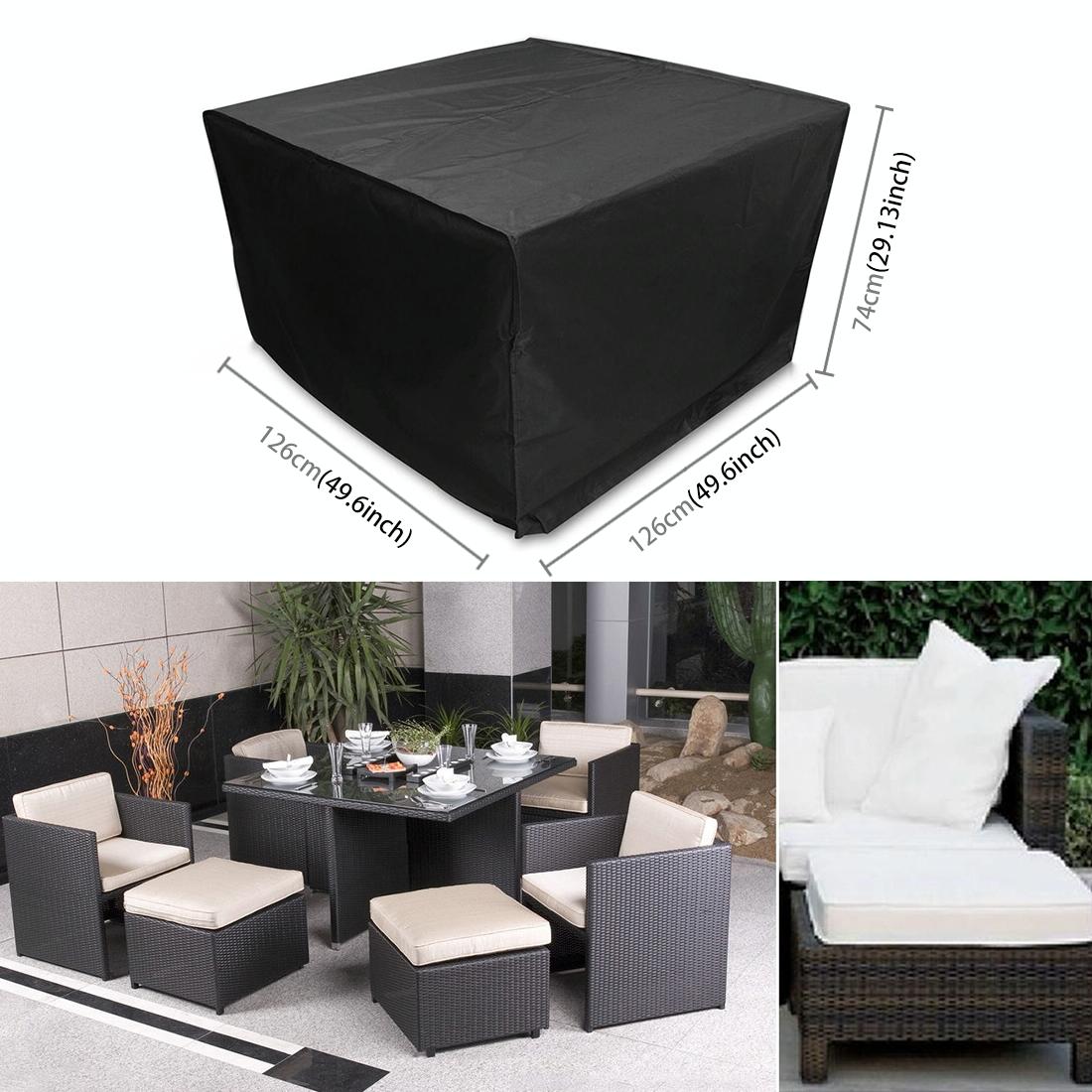 Outdoor Furniture Set Cover - Anti-Uv Waterproof Dust-Proof 210D Oxford Cloth Folding 126X126X74Cm Black-1915198022699061253