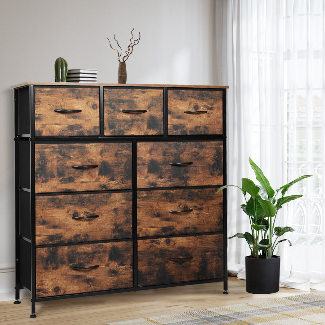 Levede Storage Cabinet Tower Chest Brown Fold-1917016729171660807