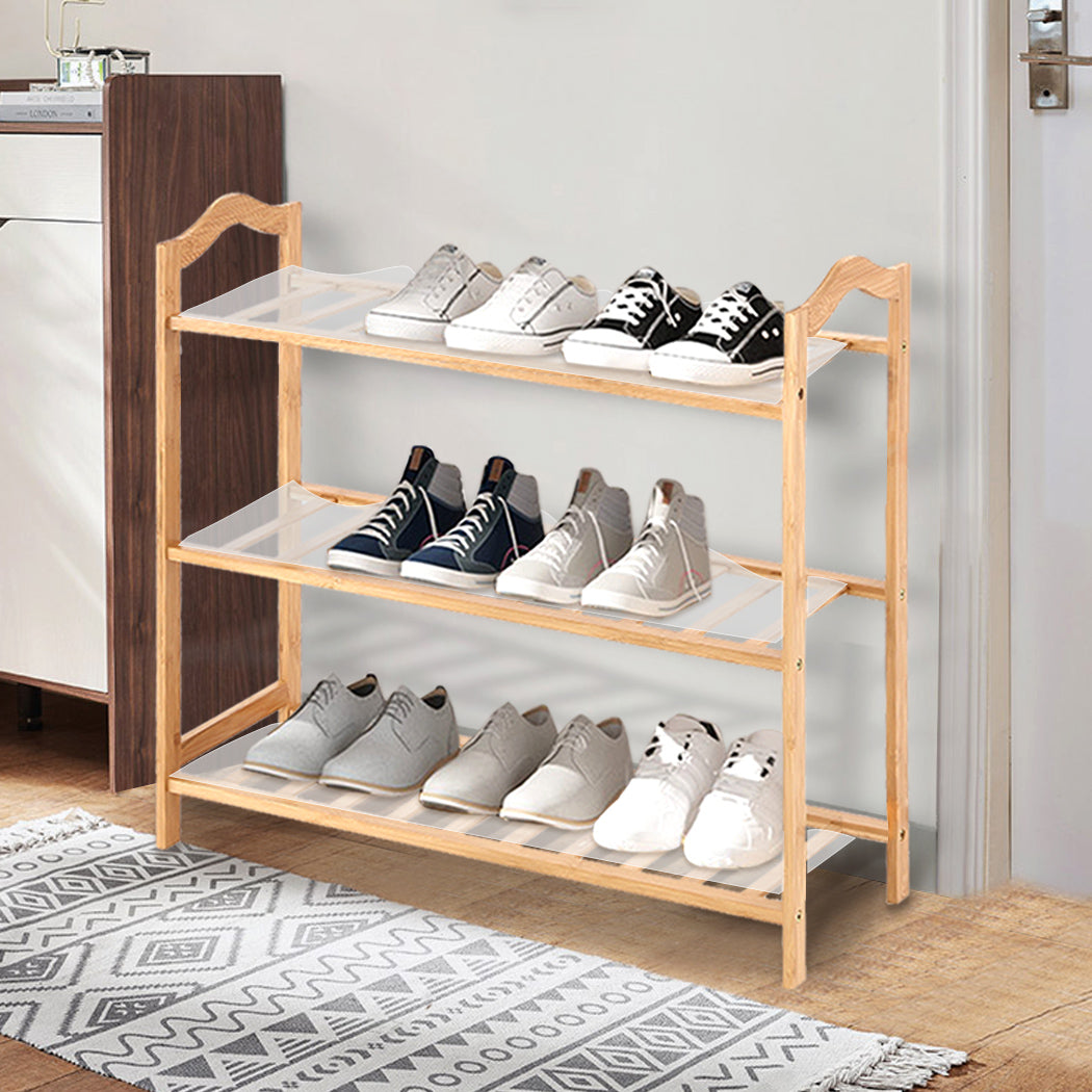 2x Levede 3 Tier Bamboo Shoe Rack Shoes-1942353133502074886