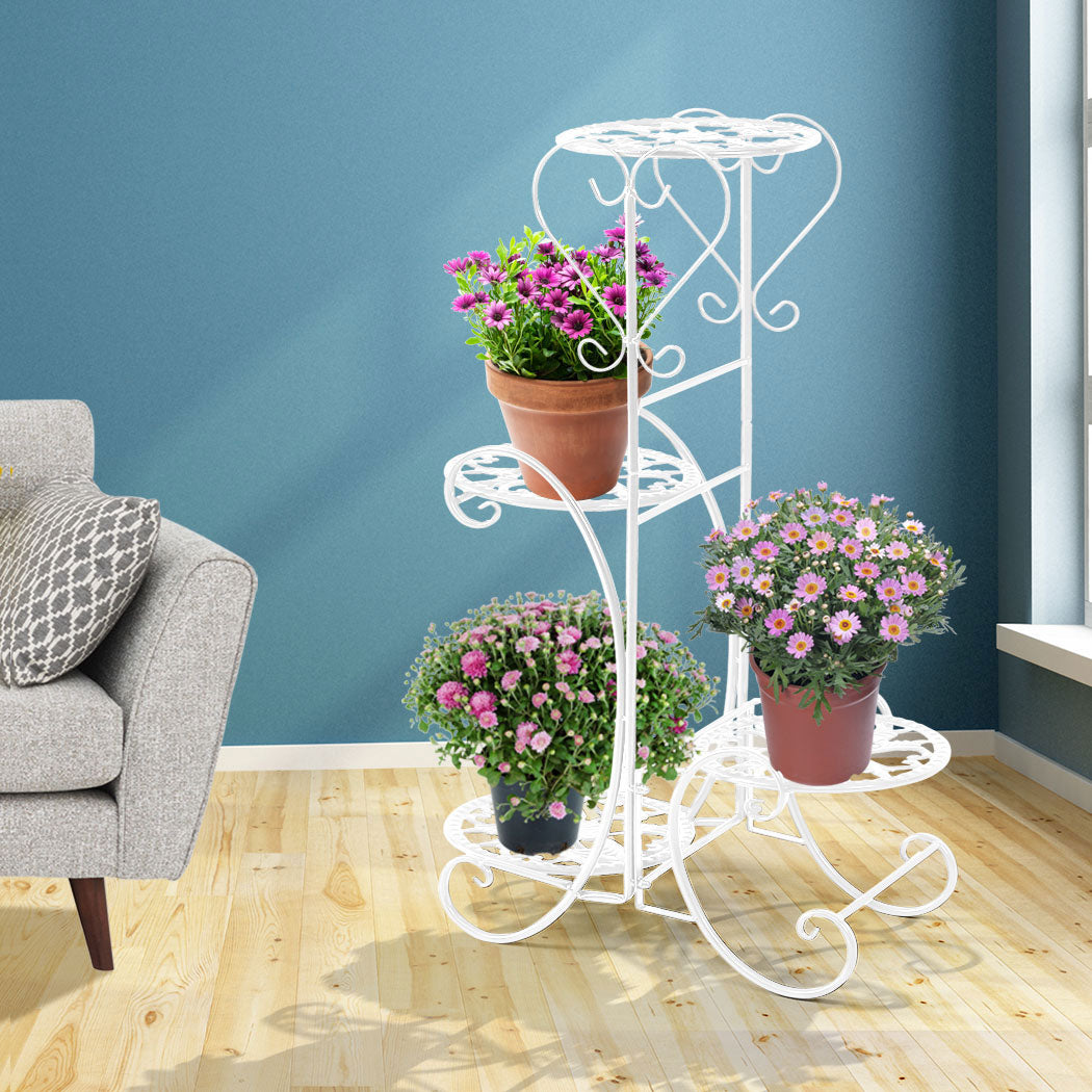 Levede Plant Stand Outdoor Indoor Metal White-1942353739570614278