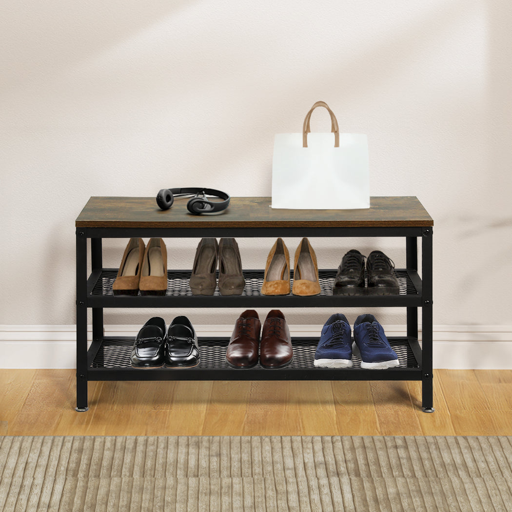 Levede 3-Tier Shoe Rack Bench Storage Cabinet 73cm-1942353136249344006