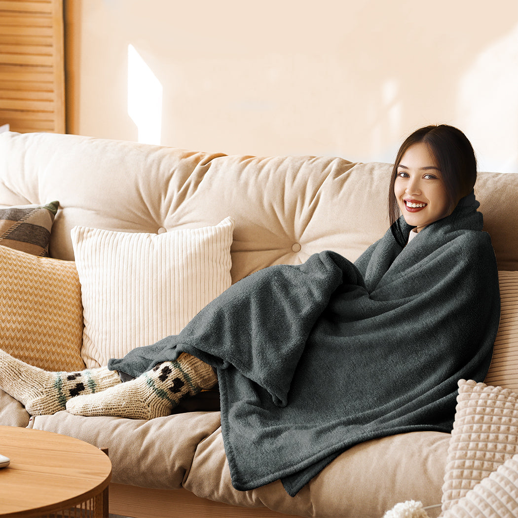DreamZ Electric Throw Blanket Heated Timer Bedding Washable Warm Winter Snuggle-1942353796718006278