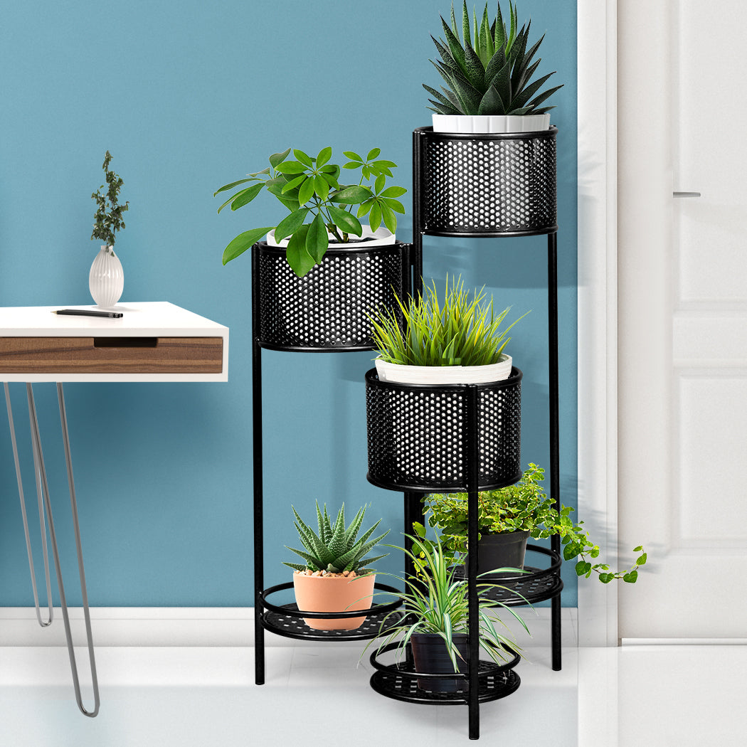Levede 6 Tier Plant Stand Swivel Outdoor Black-1942353741919424518