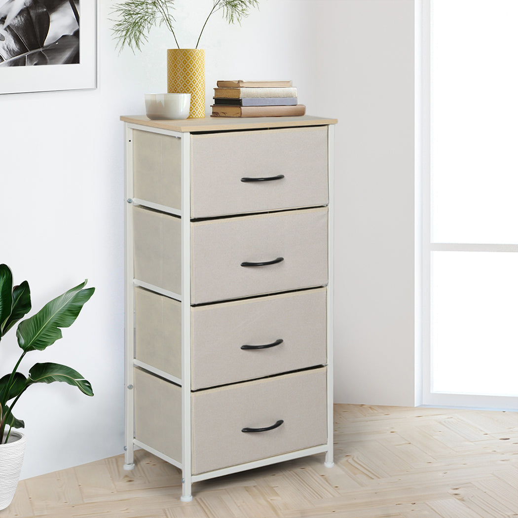 Levede Storage Cabinet Tower Chest Beige-1917016725791051783