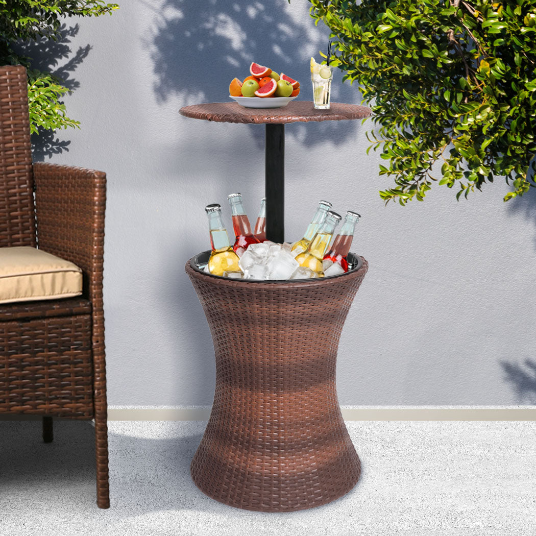 Levede Cooler Ice Bucket Table Bar Outdoor Black and brown-1942353018750111750