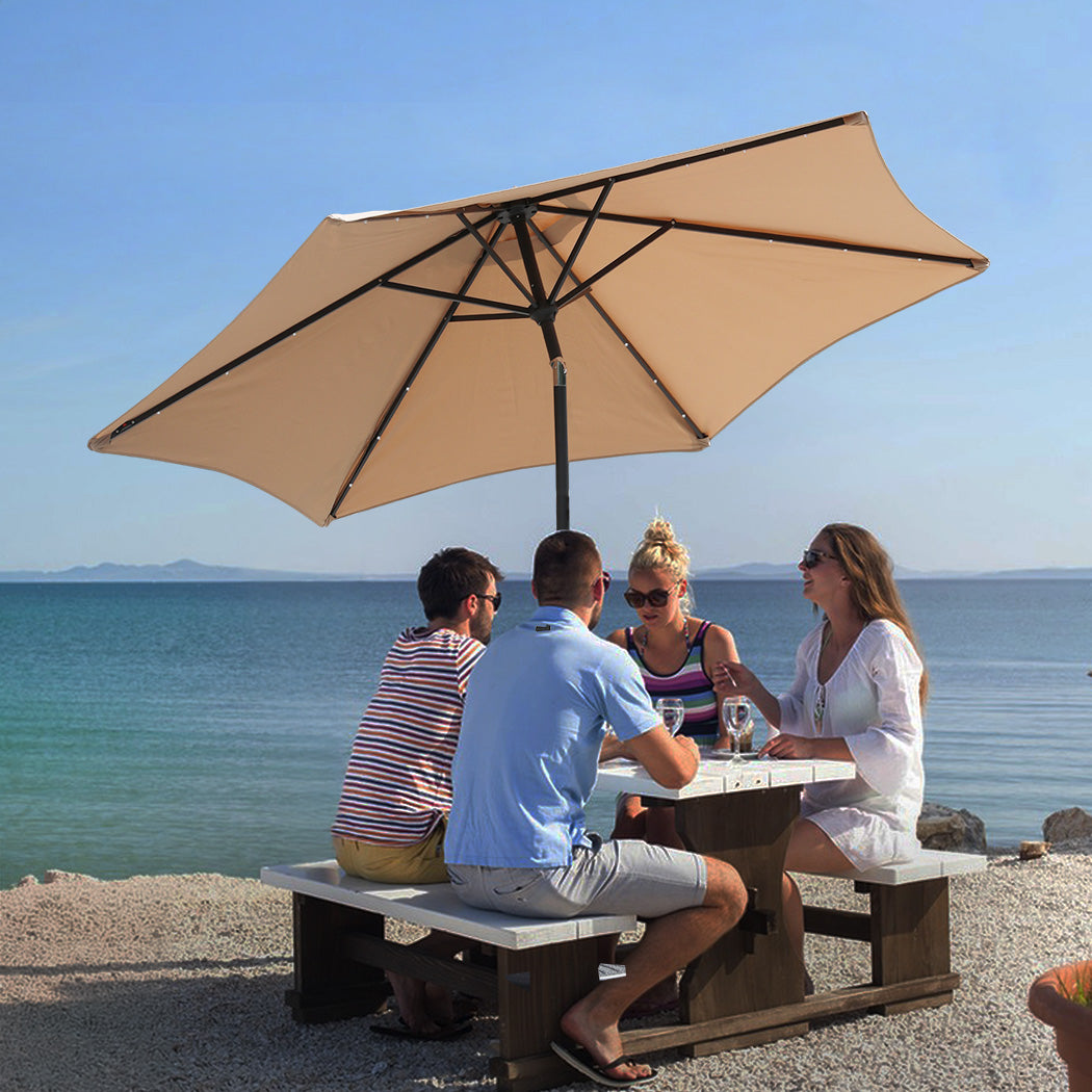 Centra 2.7M LED Outdoor Umbrella Base Stand Khaki-1942353663884398598