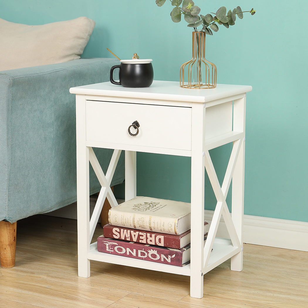 Levede 2x Bedside Tables Drawers Side-1910113031367561222