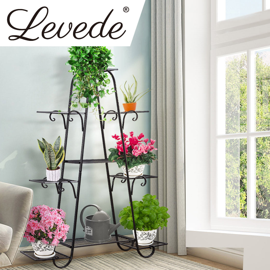 Levede Outdoor Indoor Metal Plant Stand Black-1942353739742580742