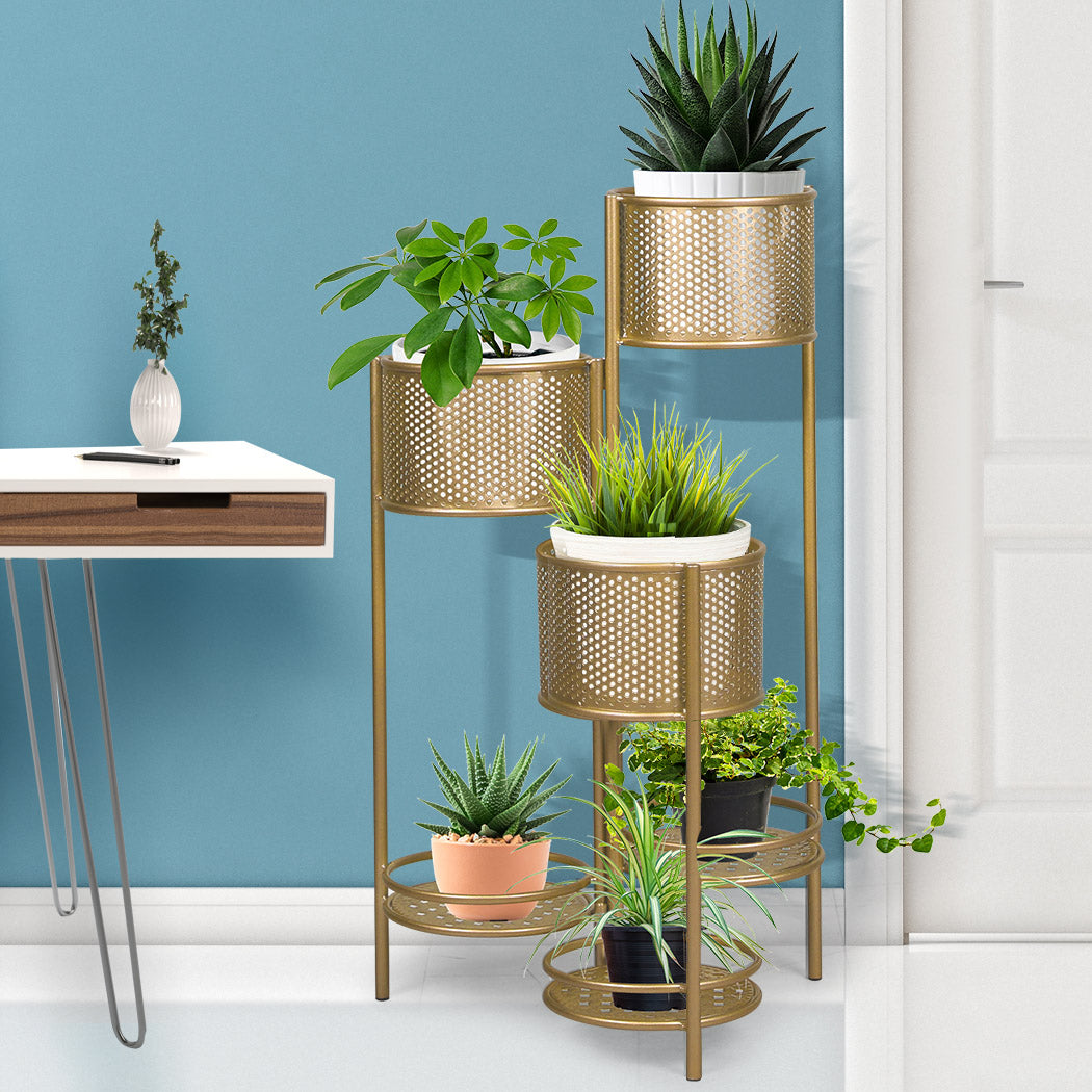 Levede 6 Tier Plant Stand Swivel Outdoor Gold-1942353742091390982