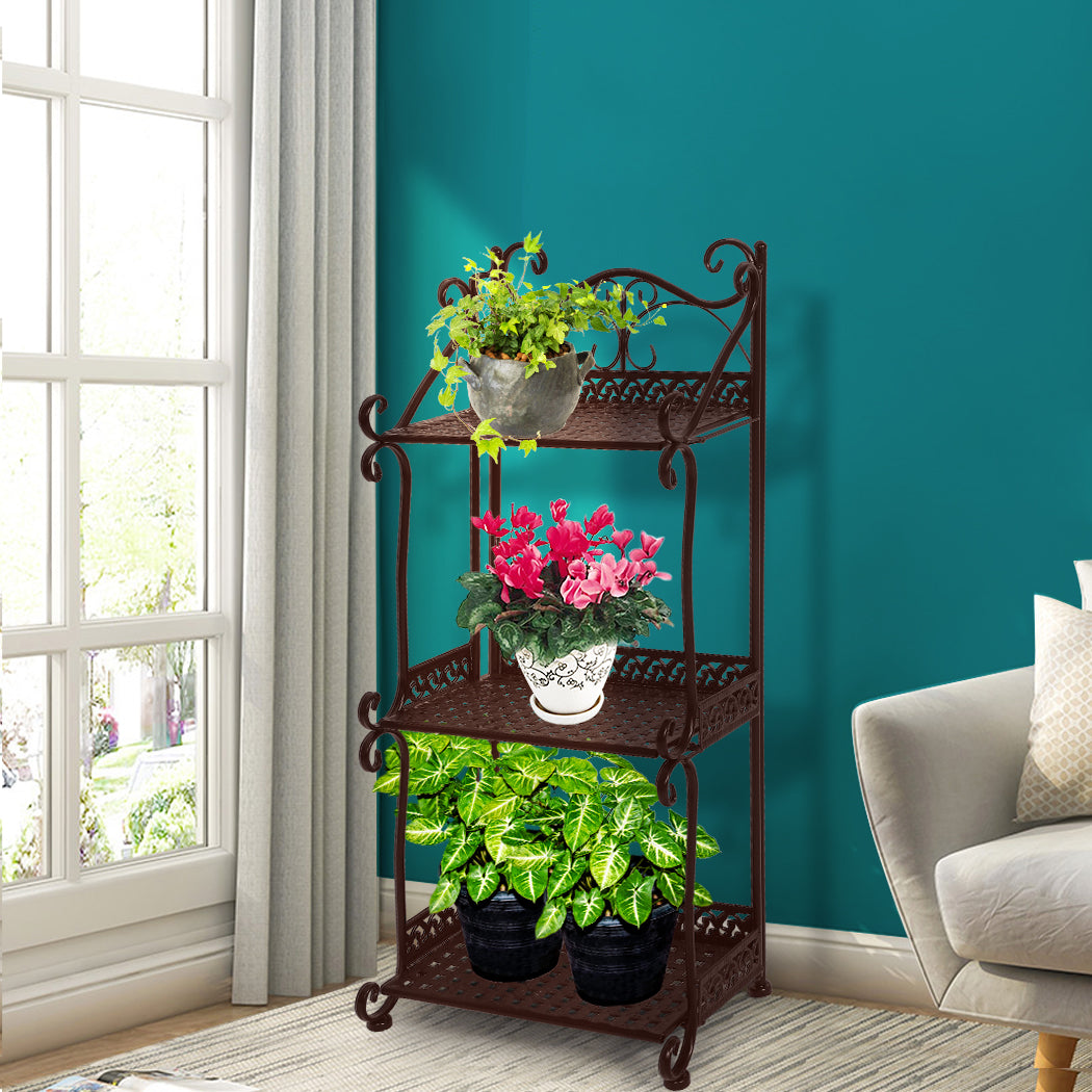 Levede Plant Stand 3 Tiers Outdoor Indoor Bronze-1942353746596073478