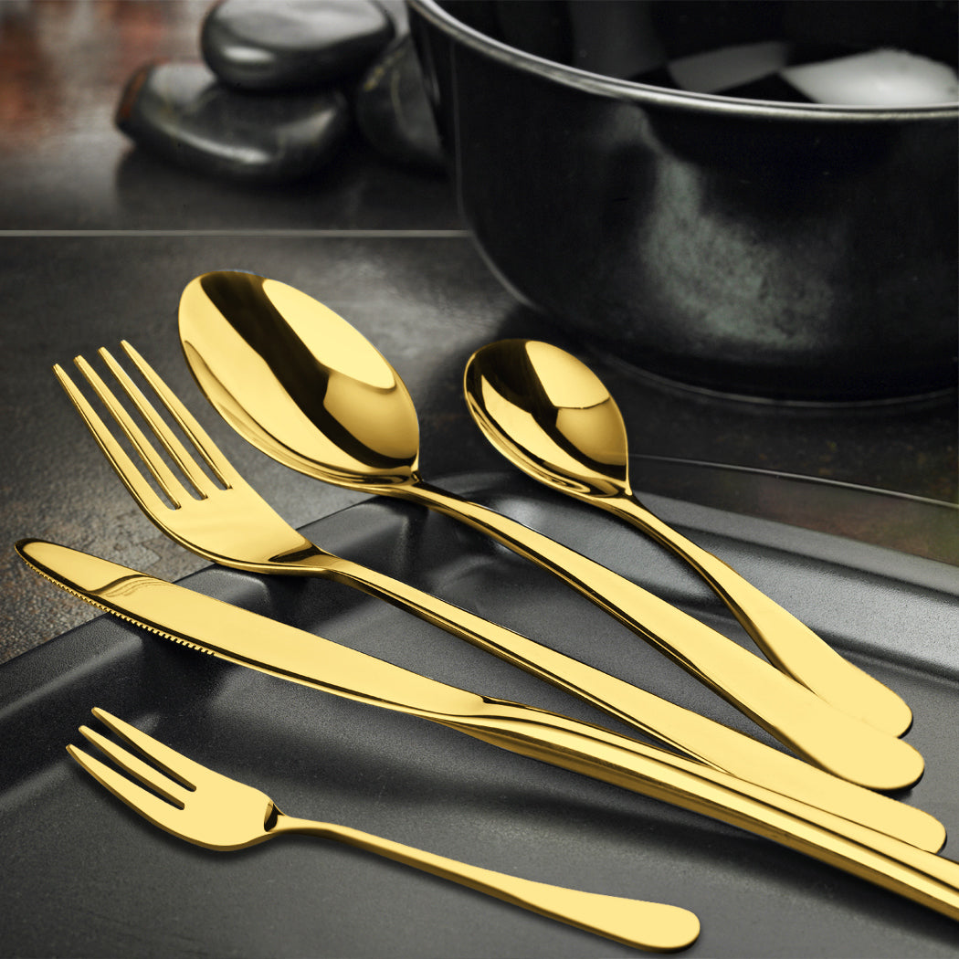 Stainless Steel Cutlery Set Travel Knife Gold-1942352917751271430