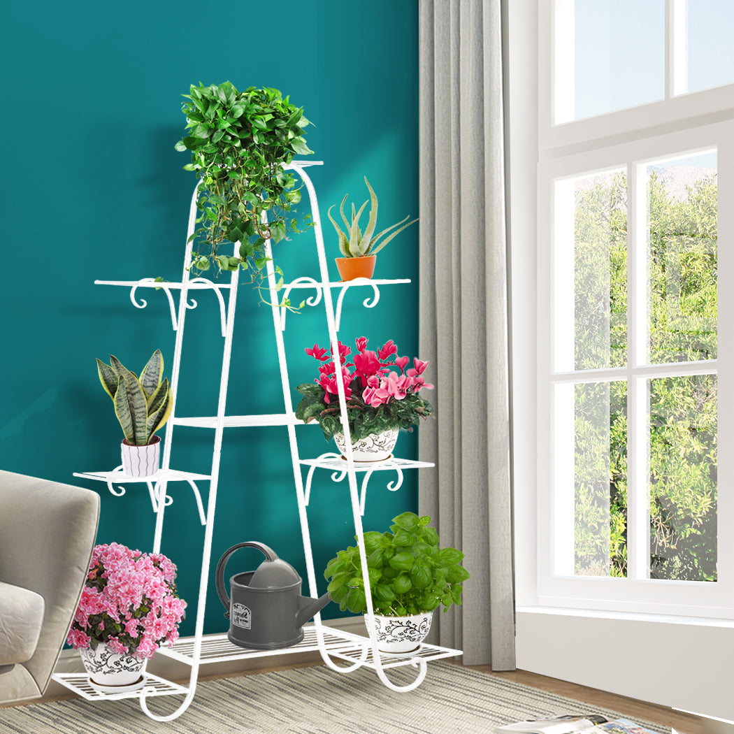 Levede Plant Stand Outdoor Indoor Metal White-1942353740073930758