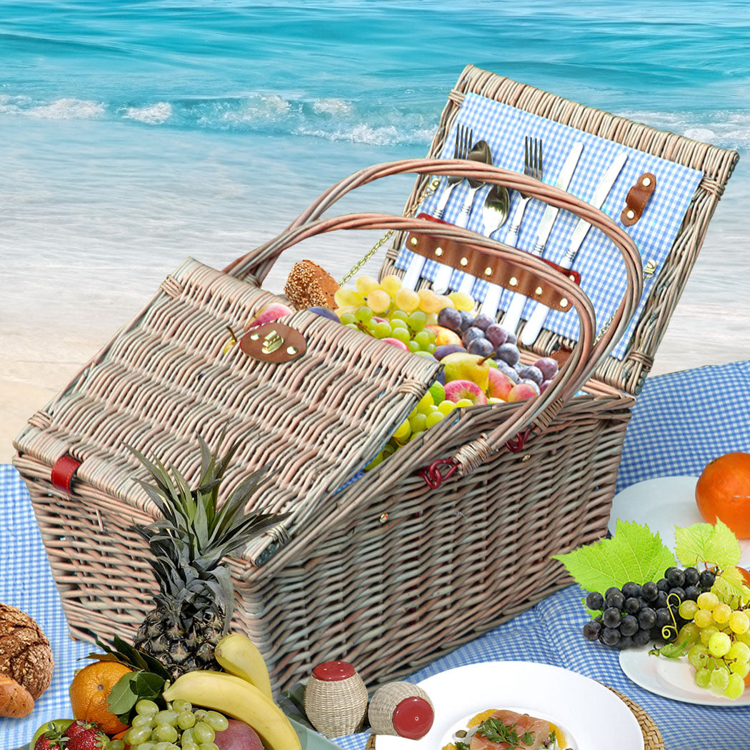 4 Person Picnic Basket Baskets Set Outdoor-1942353283398111238