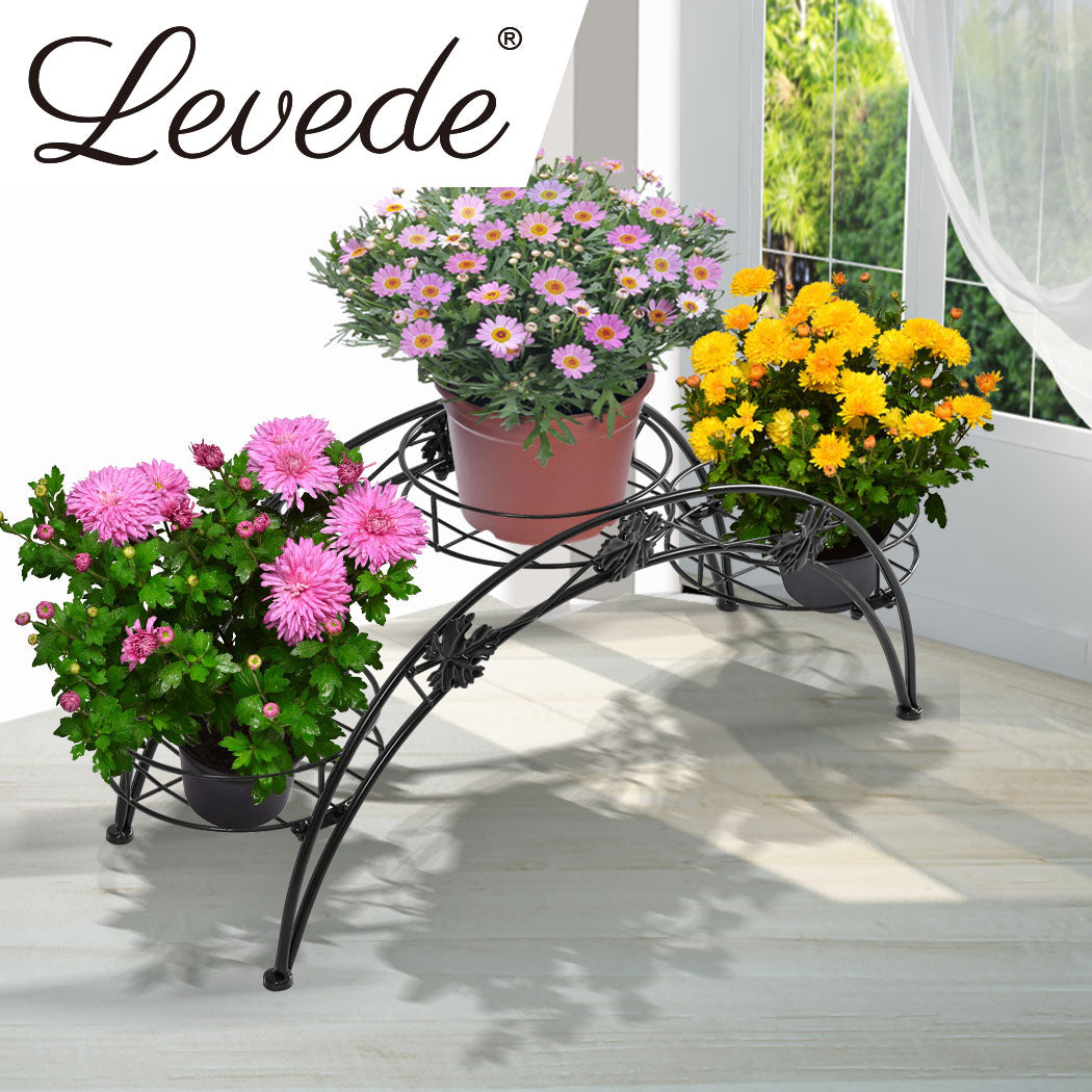 2X Plant Stand Outdoor Indoor Metal Black-1942352902232346630