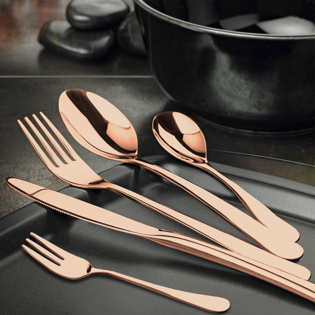 Stainless Steel Cutlery Set Glossy Knife Rose Gold-1942352917923237894