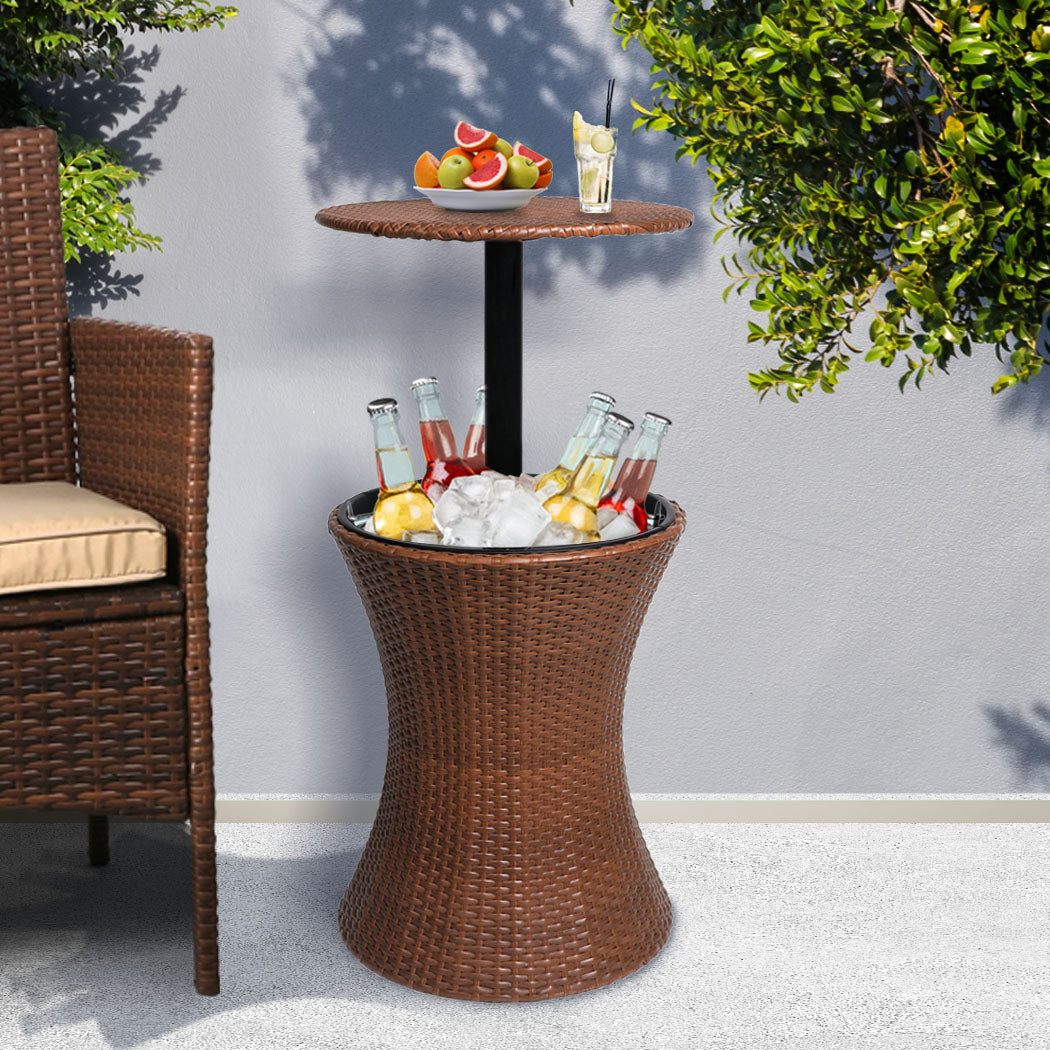 Levede Cooler Ice Bucket Table Bar Outdoor Brown-1942353018582339590